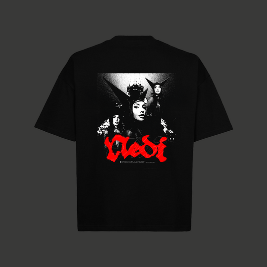 Oversized Boxy Print Tee - Black