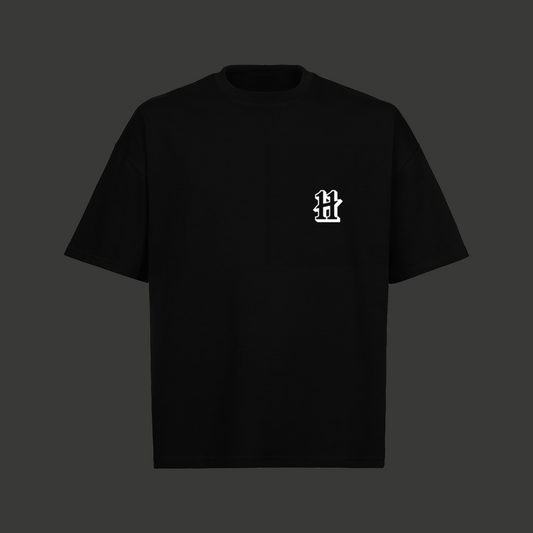 Oversized Boxy Print Tee - Black
